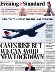 London Evening Standard (UK) Newspaper Front Page for 9 October 2020