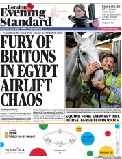 London Evening Standard (UK) Newspaper Front Page for 9 November 2015