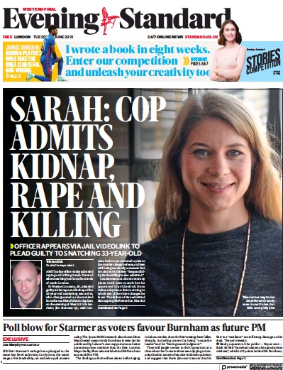 London Evening Standard Newspaper Front Page (UK) for 9 June 2021