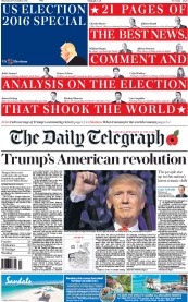 The Daily Telegraph (UK) Newspaper Front Page for 10 November 2016