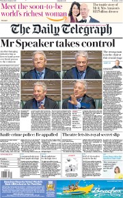 The Daily Telegraph (UK) Newspaper Front Page for 10 January 2019