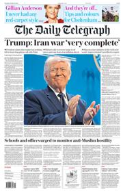 The Daily Telegraph front page for 10 March 2026