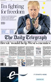 The Daily Telegraph (UK) Newspaper Front Page for 10 May 2016