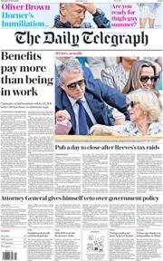 The Daily Telegraph front page for 10 July 2025