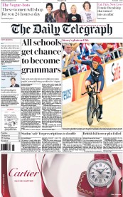 The Daily Telegraph (UK) Newspaper Front Page for 10 September 2016