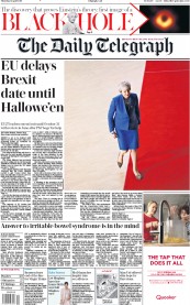 The Daily Telegraph (UK) Newspaper Front Page for 11 April 2019