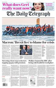 The Daily Telegraph front page for 11 July 2025