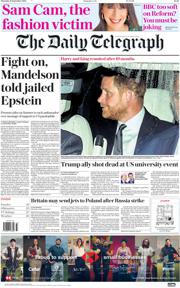 The Daily Telegraph front page for 11 September 2025