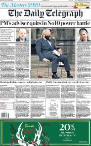 The Daily Telegraph (UK) Newspaper Front Page for 12 November 2020