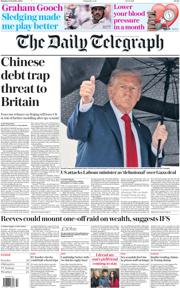 The Daily Telegraph front page for 13 October 2025