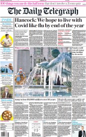 The Daily Telegraph (UK) Newspaper Front Page for 13 February 2021