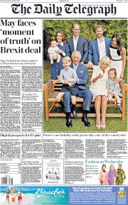 The Daily Telegraph (UK) Newspaper Front Page for 14 November 2018