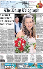 The Daily Telegraph (UK) Newspaper Front Page for 14 January 2016