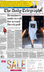 The Daily Telegraph (UK) Newspaper Front Page for 14 January 2019