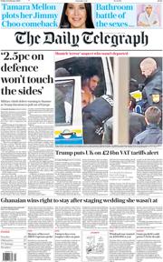 The Daily Telegraph front page for 14 February 2025