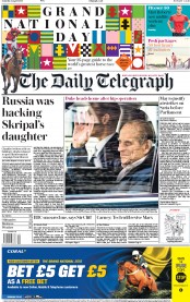 The Daily Telegraph (UK) Newspaper Front Page for 14 April 2018