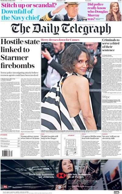 The Daily Telegraph Newspaper Front Page (UK) for 14 May 2025