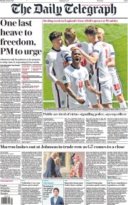 The Daily Telegraph (UK) Newspaper Front Page for 14 June 2021