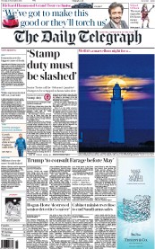 The Daily Telegraph (UK) Newspaper Front Page for 15 November 2016