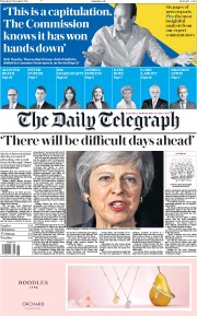 The Daily Telegraph (UK) Newspaper Front Page for 15 November 2018