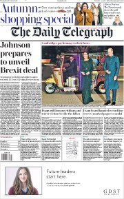 The Daily Telegraph (UK) Newspaper Front Page for 16 October 2019