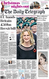 The Daily Telegraph (UK) Newspaper Front Page for 16 December 2016