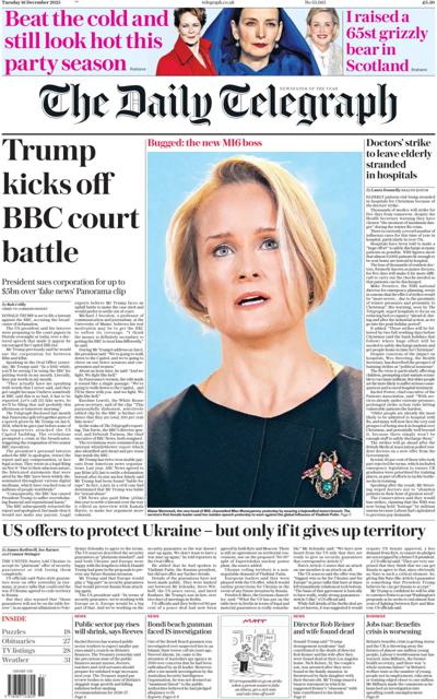 The Daily Telegraph Newspaper Front Page (UK) for 16 December 2025