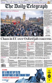 The Daily Telegraph (UK) Newspaper Front Page for 16 March 2021