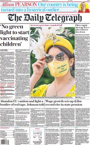 The Daily Telegraph (UK) Newspaper Front Page for 16 June 2021