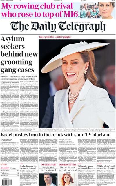 The Daily Telegraph Newspaper Front Page (UK) for 17 June 2025
