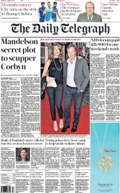 The Daily Telegraph (UK) Newspaper Front Page for 17 August 2015