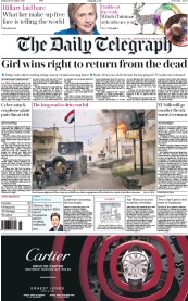 The Daily Telegraph (UK) Newspaper Front Page for 18 November 2016