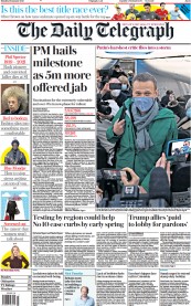 The Daily Telegraph (UK) Newspaper Front Page for 18 January 2021