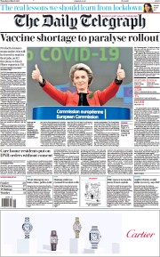 The Daily Telegraph (UK) Newspaper Front Page for 18 March 2021