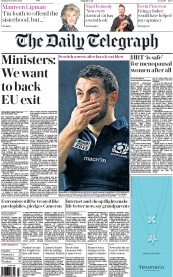 The Daily Telegraph (UK) Newspaper Front Page for 19 October 2015