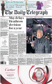 The Daily Telegraph (UK) Newspaper Front Page for 19 October 2016