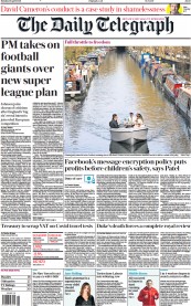 The Daily Telegraph (UK) Newspaper Front Page for 19 April 2021