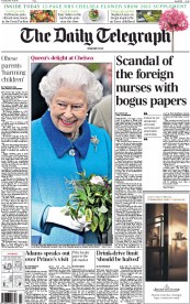 The Daily Telegraph (UK) Newspaper Front Page for 19 May 2015