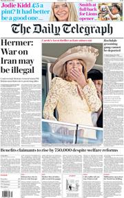The Daily Telegraph front page for 19 June 2025