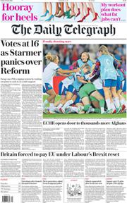 The Daily Telegraph front page for 19 July 2025