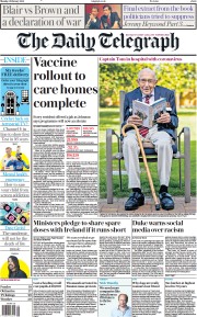 The Daily Telegraph (UK) Newspaper Front Page for 1 February 2021