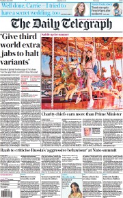 The Daily Telegraph (UK) Newspaper Front Page for 1 June 2021