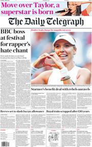 The Daily Telegraph front page for 1 July 2025