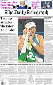 The Daily Telegraph front page for 20 February 2025