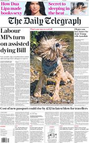 The Daily Telegraph front page for 20 June 2025