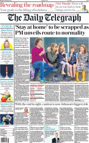 The Daily Telegraph (UK) Newspaper Front Page for 22 February 2021