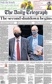 The Daily Telegraph (UK) Newspaper Front Page for 22 September 2020