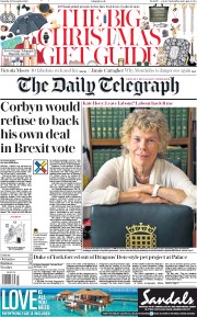 The Daily Telegraph (UK) Newspaper Front Page for 23 November 2019