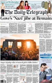 The Daily Telegraph (UK) Newspaper Front Page for 23 June 2016