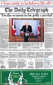 The Daily Telegraph (UK) Newspaper Front Page for 24 November 2020